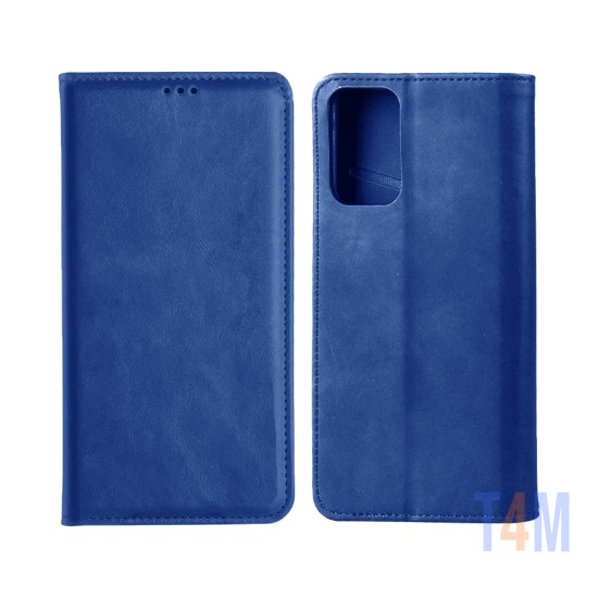 Capa de Couro com Bolso Interno para Xiaomi Redmi Note 10 Pro Azul